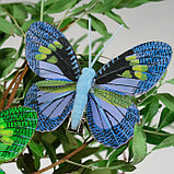 Бабочка для декора и флористики, на прищепке, пластиковая, микс, 1 шт., 8 см, фото 2