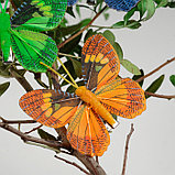 Бабочка для декора и флористики, на прищепке, пластиковая, микс, 1 шт., 8 см, фото 4