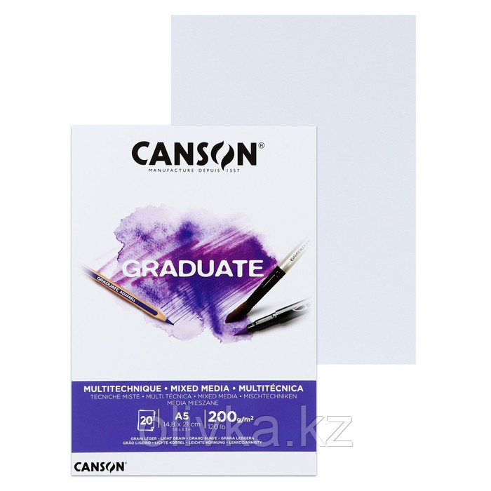 Альбом CANSON Graduate Mix Media, А5, 20 листов, на склейке, белый, 200 г/м2 - фото 1 - id-p113955694