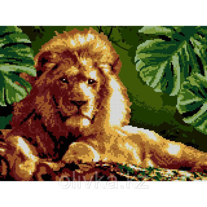 Алмазная мозаика 30 × 40 см, (частичное заполнение) «Мудрый лев» - фото 1 - id-p113953953