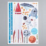 Наклейка пластик интерьерная ростомер "Космонавтика" 50х70 см, фото 2