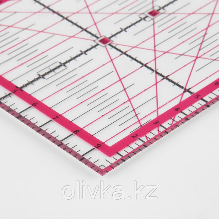 Линейка для квилтинга и пэчворка, 45 × 10 см, толщина 3 мм, цвет прозрачный/розовый - фото 2 - id-p113959403