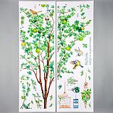Наклейка пластик интерьерная цветная "Яблоня с клеткой и птицами" 30х90 см набор 2 листа, фото 2