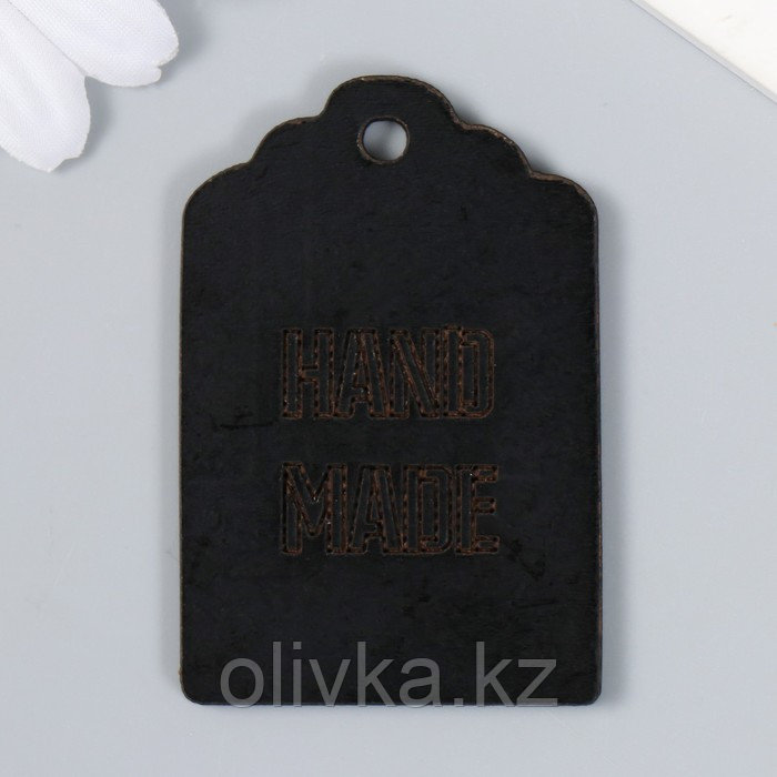 Бирка "HAND MADE" чёрная 4х6 см - фото 1 - id-p113956675