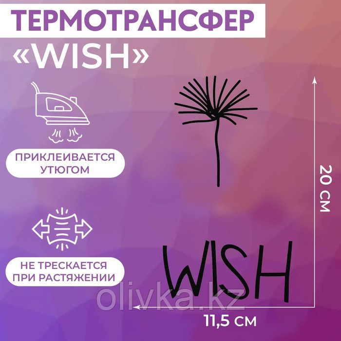 Термотрансфер «WISH», 11,5 × 20 см, цвет чёрный - фото 1 - id-p113955732