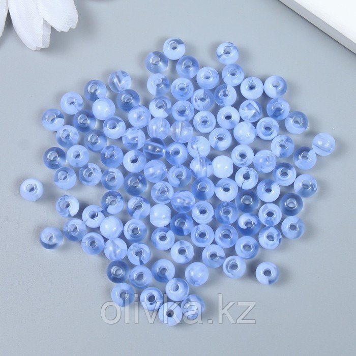 Набор пластиковых бусин "Астра" 6 мм, 20 гр (170+/-10шт), голубой - фото 1 - id-p113952806