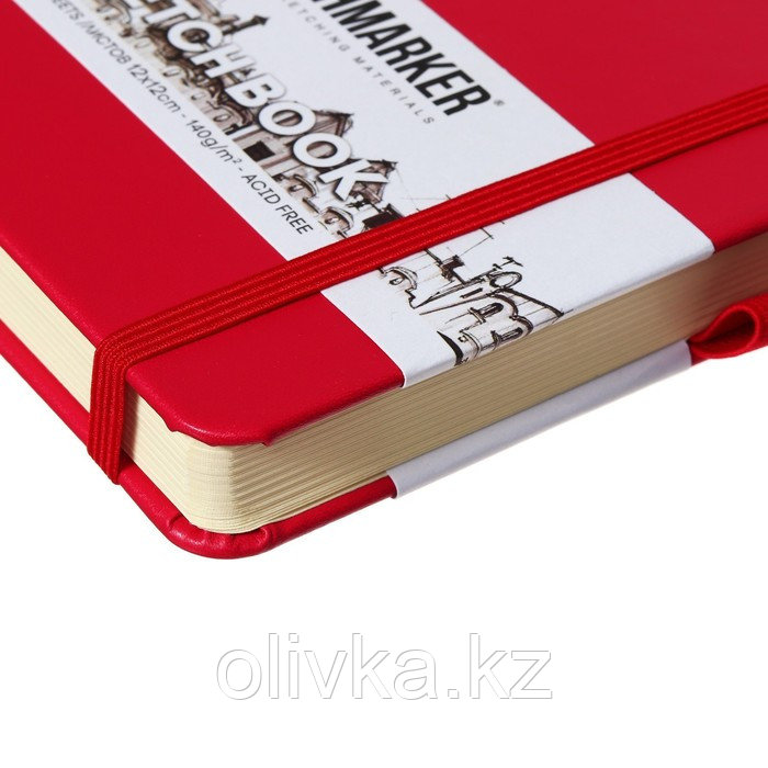 Скетчбук Sketchmarker, 120 х 120 мм, 80 листов, твёрдая обложка из искусственной кожи, бордовый, блок 140 г/м2 - фото 5 - id-p110948011