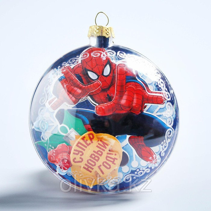 Новогодний ёлочный шар с 3D аппликацией "С Новым годом", Человек-паук - фото 2 - id-p85927212
