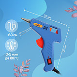 Клеевой пистолет ТУНДРА, 20 Вт, 220 В, выключатель, индикатор, длинное сопло, 7 мм, фото 5