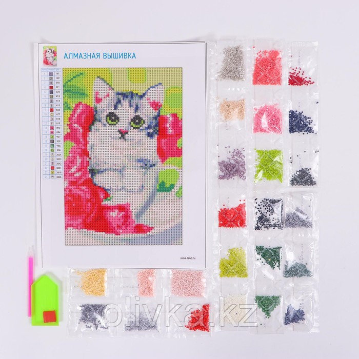 Алмазная мозаика с полным заполнением 20х30 «Котёнок», холст - фото 4 - id-p87454793