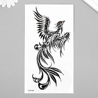 Татуировка на тело чёрная "Летящий феникс" 11,5х21 см