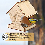 Деревянная кормушка-конструктор для птиц «Заяц с морковкой», 14 × 14.5 × 18 см, Greengo, фото 3