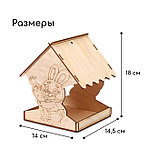 Деревянная кормушка-конструктор для птиц «Заяц с морковкой», 14 × 14.5 × 18 см, Greengo, фото 4