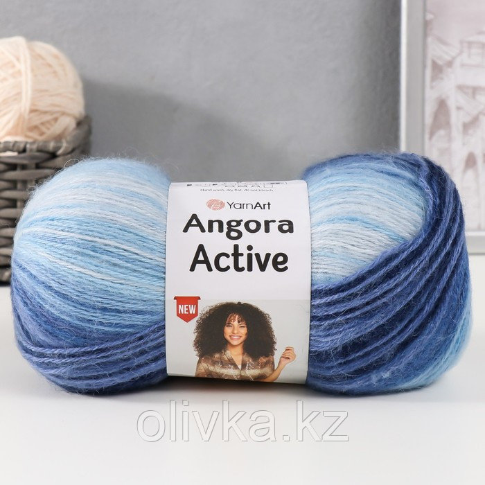 Пряжа "Angora Active" 20% шерсть, 80% акрил 500м/100гр (842 син-гол-бел) - фото 1 - id-p113948625