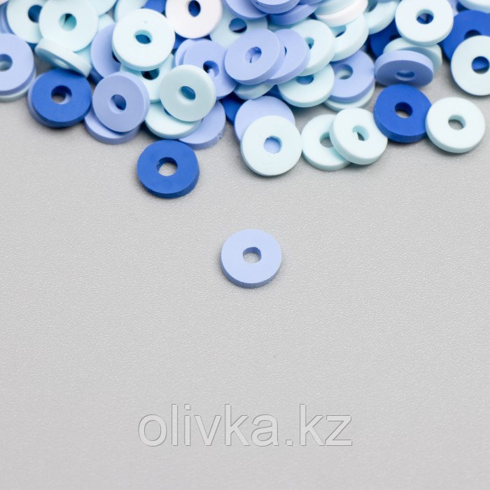 Набор бусин из полимерной глины "Астра" 6 мм, 20 гр, сине-голубой микс - фото 2 - id-p113956747