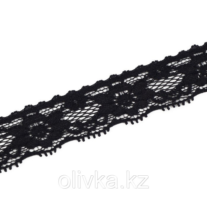 Кружево эластичное, 25 мм × 10 м, цвет чёрный - фото 2 - id-p113955801