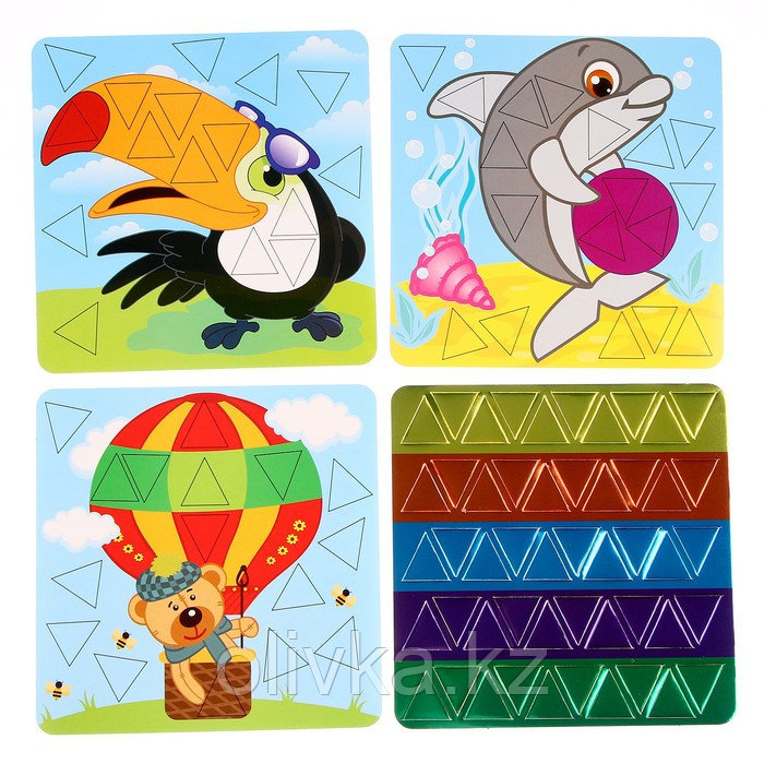 Картина мозаика набор «Сказочные наклейки» «Дельфин, медведь, пеликан» - фото 2 - id-p113955823
