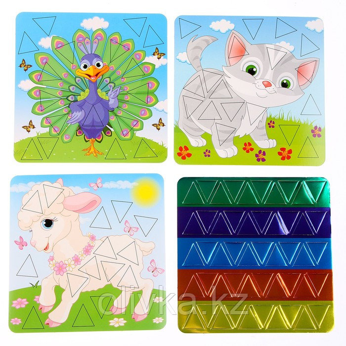Картина мозаика набор «Сказочные наклейки» «Павлин, котёнок, барашка» - фото 2 - id-p113955824