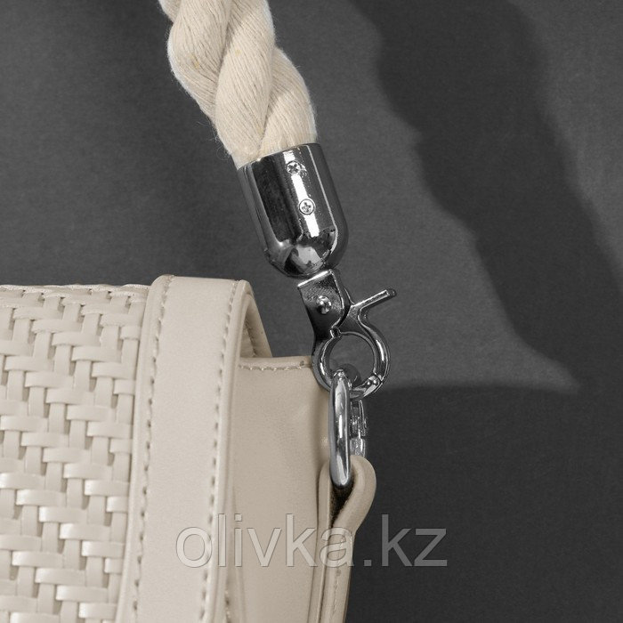 Ручка для сумки, канат, 60 × 1,5 см, с карабинами, цвет кремовый/серебряный - фото 5 - id-p113950689