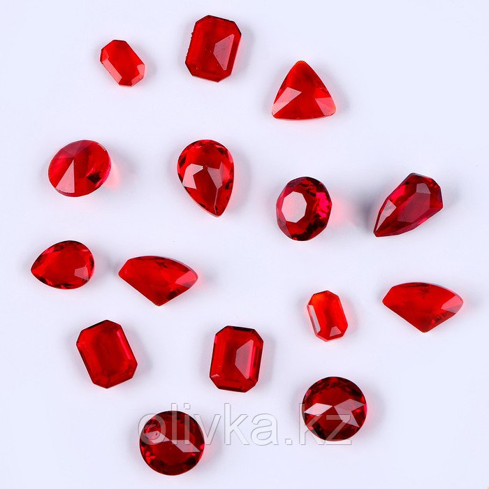 Камешки декоративные для творчества, набор 15 шт., цвет красный, камни от 6 до 14 мм - фото 1 - id-p113958594