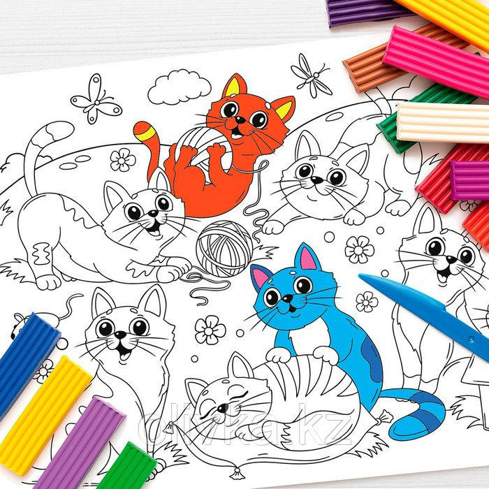 Коврик-раскраска многоразовый «Котики» - фото 4 - id-p113958608