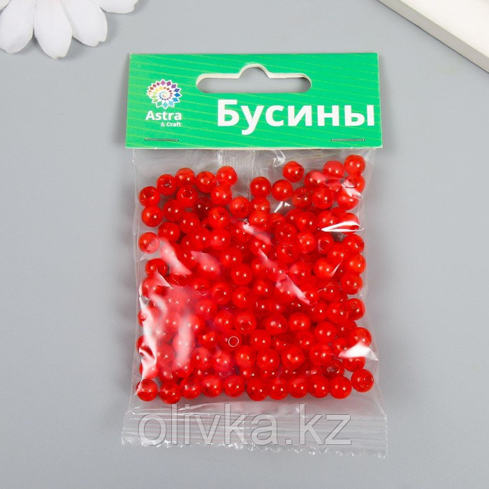 Набор пластиковых бусин "Астра" 6 мм, 20 гр (170+/-10шт), красный - фото 3 - id-p113952836