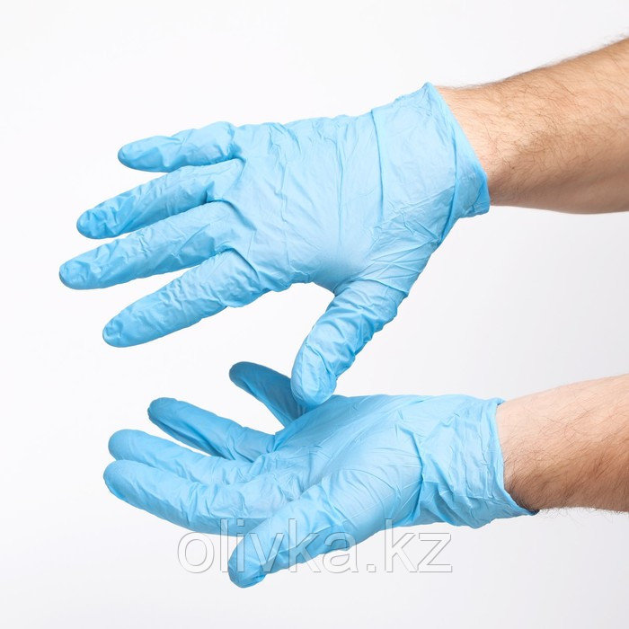 Медицинские перчатки нитриловые, нестерильные, неопудренные Benovy L, голубые - фото 6 - id-p113947391