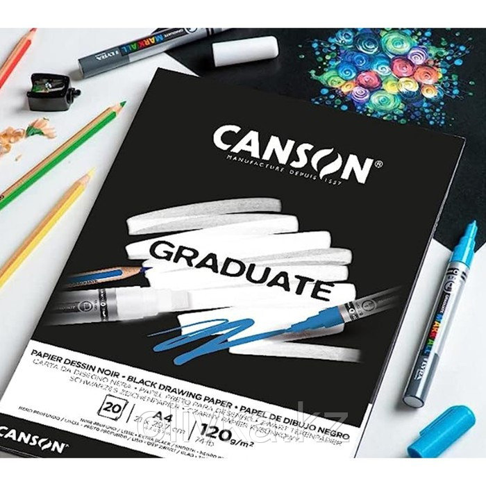 Альбом для графики CANSON Graduate, А4, 20 листов, на склейке, чёрный, 120 г/м2 - фото 7 - id-p113955873