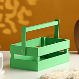 Кашпо деревянное 24.5×13.5×9 см "Двушка Лайт", двухреечное, зелёный Дарим Красиво, фото 3