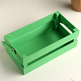 Кашпо деревянное 24.5×13.5×9 см "Двушка Лайт", двухреечное, зелёный Дарим Красиво, фото 5