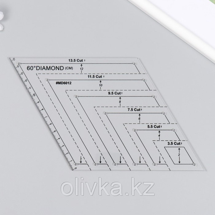 Линейка для пэчворка пластик 60° "Ромб" - фото 1 - id-p113958659