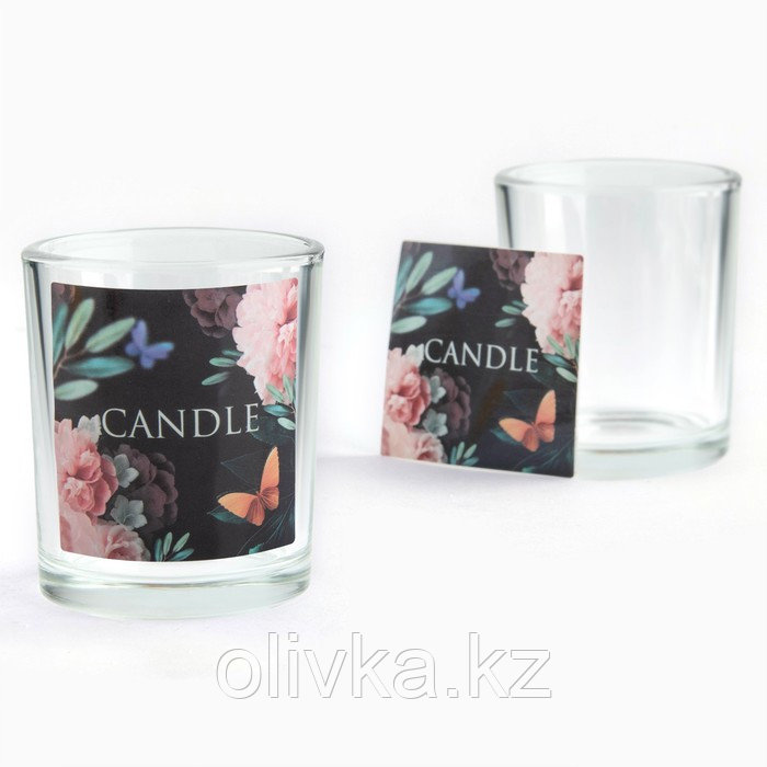 Стакан для свечи с наклейкой "Candle", 5 х 6 х 5 см - фото 1 - id-p113957762