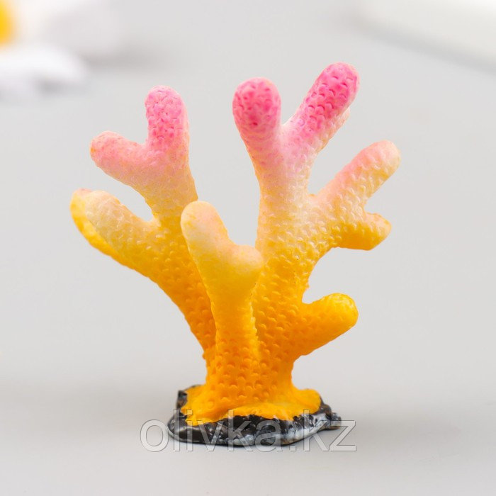 Фигурка для флорариума полистоун "Монтипора пальчиковая" разноцветная 5х4,5 см
