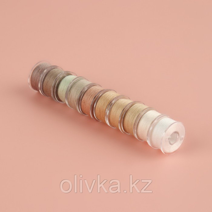 Набор шпулек с нитками, в органайзере, d = 20 мм, 10 шт, цвет бежевый спектр - фото 5 - id-p113958692