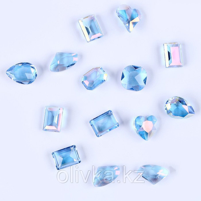 Камешки декоративные для творчества, набор 15 шт., цвет светло голубой, камни: от 6 до 14 мм - фото 1 - id-p113958693
