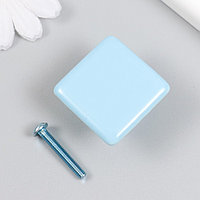 Ручка для шкатулки керамика, металл "Квадратик" голубая 3,3х3,3х2,1 см