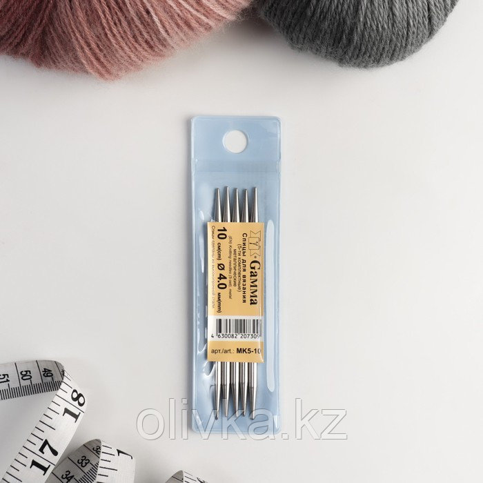 Спицы для вязания, чулочные, d = 4 мм, 10 см, 5 шт - фото 1 - id-p113952252