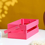 Кашпо деревянное 24.5×13.5×9 см "Двушка Лайт", двухреечное, розовый Дарим Красиво, фото 2