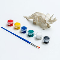 Набор для творчества «Раскрась трицератопса», краска 6 цветов по 2 мл, кисть