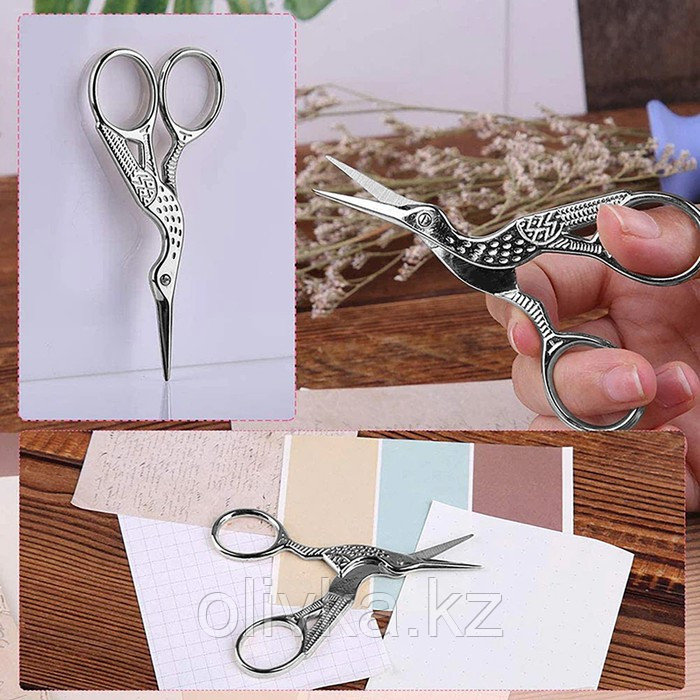 Ножницы для творческих работ «Цапельки», 4,5", 11,4 см, цвет серебряный - фото 4 - id-p113947232