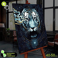 Картина по номерам со светящейся краской, 40 × 50 см «Тигр на чёрном фоне» 9 цветов