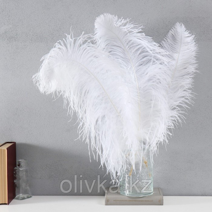 Перо страуса премиум 50-55 см, белый - фото 1 - id-p113955983
