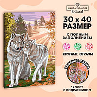 Алмазная мозаика на подрамнике 30x40 с полным заполнением «Волки»