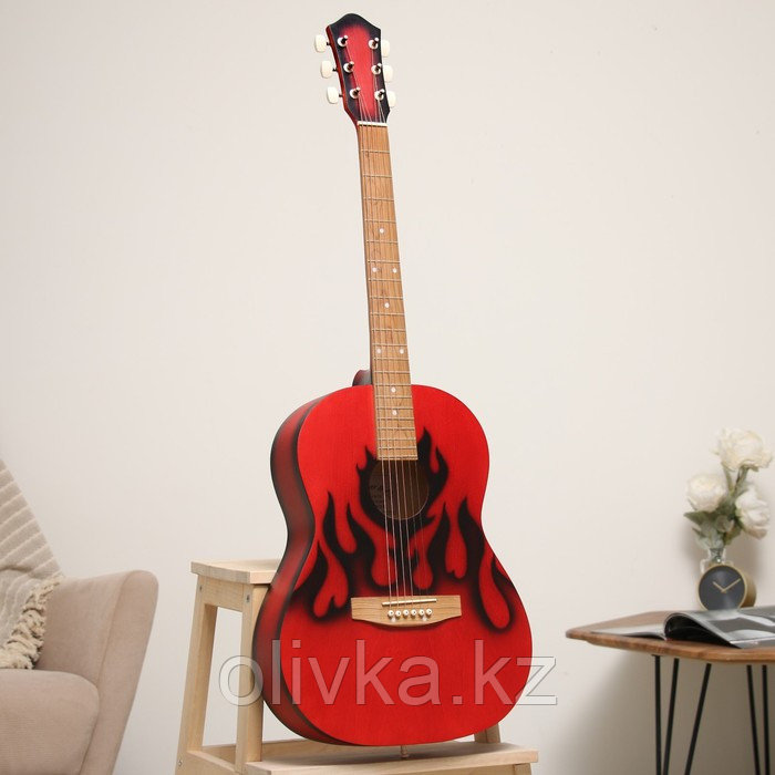 Акустическая гитара "M-213-FL" черное пламя, мензура 650, 6 струнн - фото 1 - id-p113953746