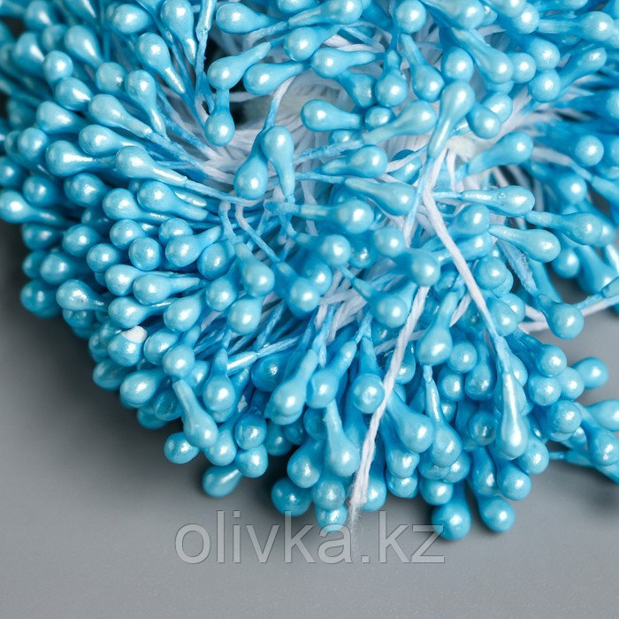 Тычинки для цветов "Капельки глянец светло-голубые" набор 300 шт длина 6 см - фото 3 - id-p113951013