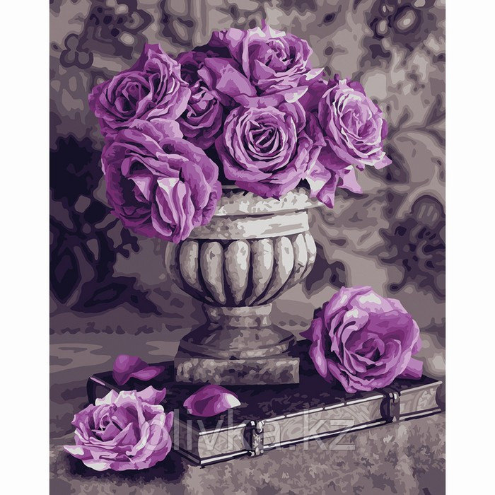 Картина по номерам на холсте 40 × 50 см «Сиреневые розы», с акриловыми красками и кистями - фото 2 - id-p113958765