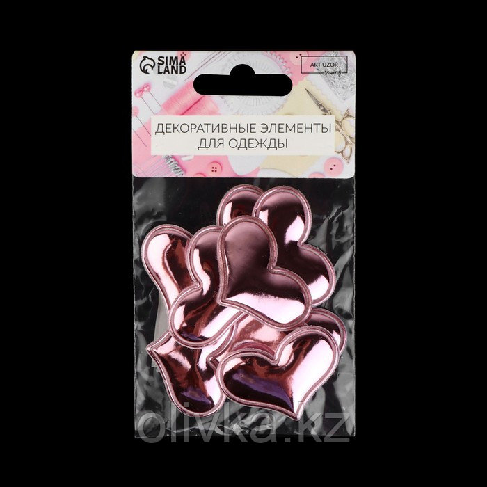 Аппликация «Сердечко», 3,9 × 2,7 см, 10 шт, цвет розовый - фото 7 - id-p113956028