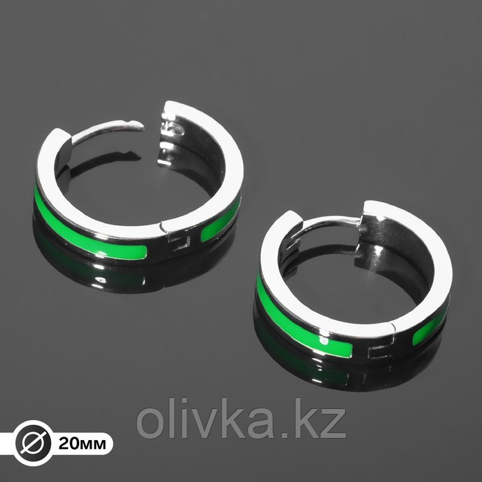 Швензы-кольца родированные "Локо" d=20мм, цвет зелёный в серебре - фото 1 - id-p113953507