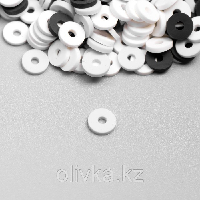 Набор бусин из полимерной глины "Астра" 6 мм, 20 гр, белый, черный, светло-сиреневый - фото 2 - id-p113956956