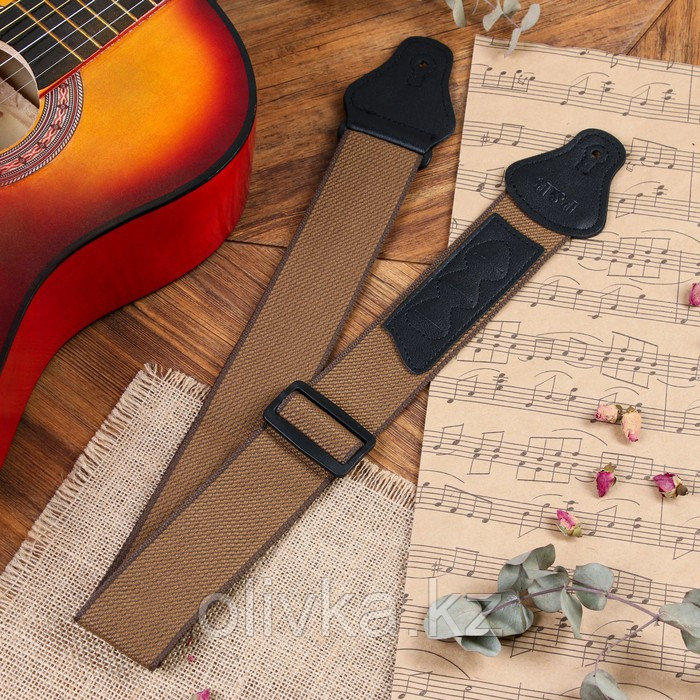 Ремень для гитары Music Life, коричневый с кармашком для медиаторов, 90-145 см, ширина 5 см - фото 2 - id-p113953660